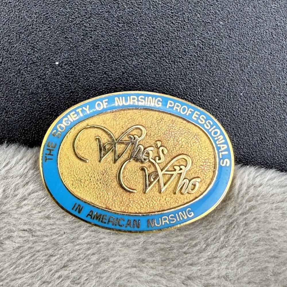 Vintage Estate Brooch Gold Who’s Who American Nursing Enamel Pin